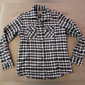 Casual Country Outfitters black & white flannel long sleeve plaid women's medium